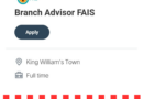 FNB ikhangela i Branch Advisor FAIS, eQonce, eMpuma Koloni.