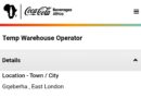 Coca Cola Beverages (CCBSA) ikhangela i Temp Warehouse Operators, eGqeberha ngase Monti, eMpuma Koloni.
