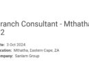 Sanlam ikhangela i Branch Consultant ezi x2, eMthatha, eMpuma Koloni.