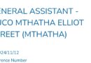 The Building Company ikhangela i General Assistant- @BUCO Elliot Street, eMthatha, eMpuma Koloni. 