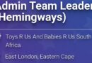 Toys R Us and Babies R Us ikhangela i Admin Team Leader (Hemingways), eMonti, eMpuma Koloni.