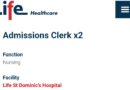 Life Healthcare ikhangela i Admissions Clerk ezi x2, @Life St Dominic’s Hospital Southernwood, eMonti.