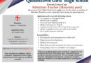 Queenstown Girls’ High School Substitute Teacher (Maternity Post)