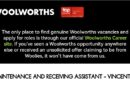 Woolworths -Maintenance and Receiving Assistant, eKuGompo City.