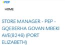 Pep -Store Manager, eGqebehra.
