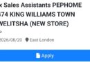 PEP – SALES ASSISTANTS, eZwelitsha (New Store).
